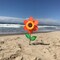 In the Breeze 2704 - 12 Inch Orange Sunflower Wind Spinner with Leaves - Colorful Flower for your Yard and Garden